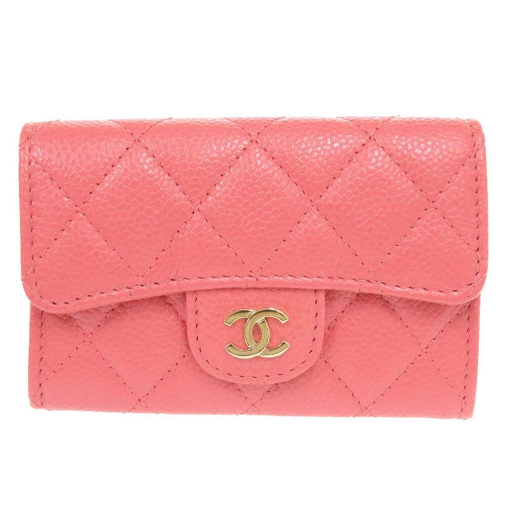 Like New Chanel Matelassé Coco Mark Caviar Leather Card Case (Serial Number 2...
